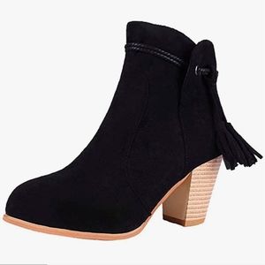 Black Suede Ankle Boots.  Great price.  👍